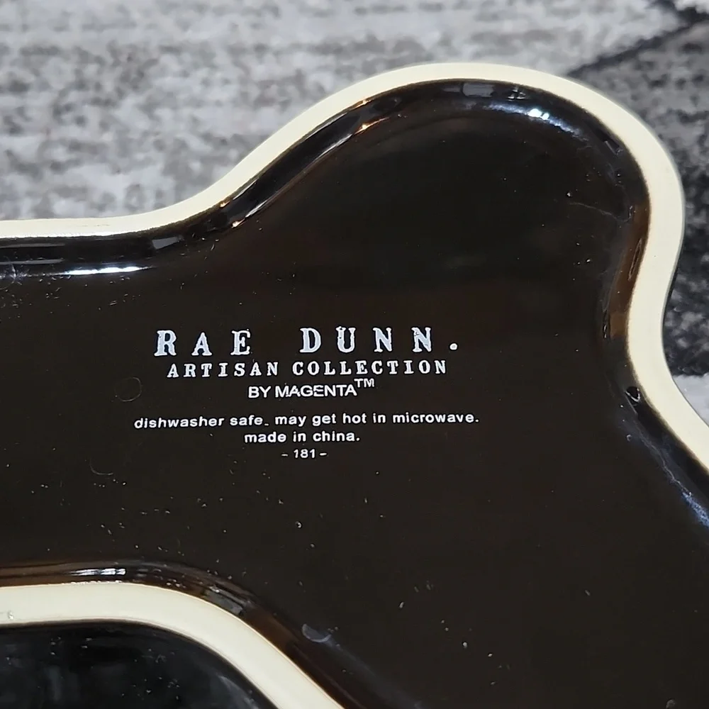 RAE DUNN ARTISAN COLLECTION BONE APPETIT PET BOWL BLACK & ORANGE NWOT